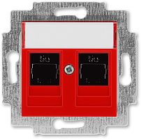 Розетка компьютерная без рамки ABB EPJ Levit 2-м. RJ45+RJ45 5e красный картинка